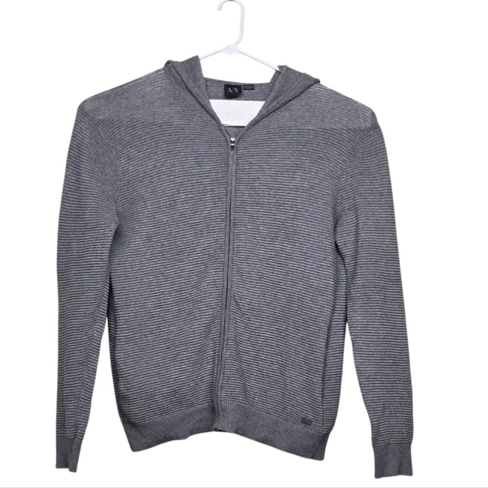 Armani Exchange Gray Cardigan Sweater wHoodie Size XL